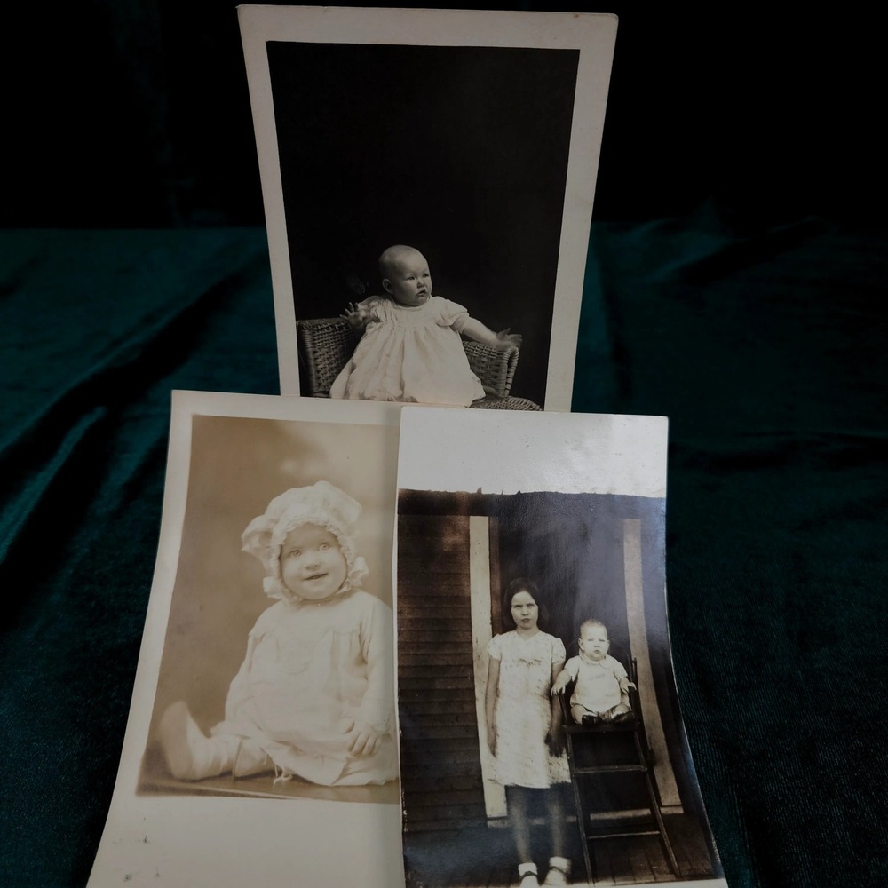 Vintage RPPC Real Photo Postcard Lot of 3 Babies Children Portraits